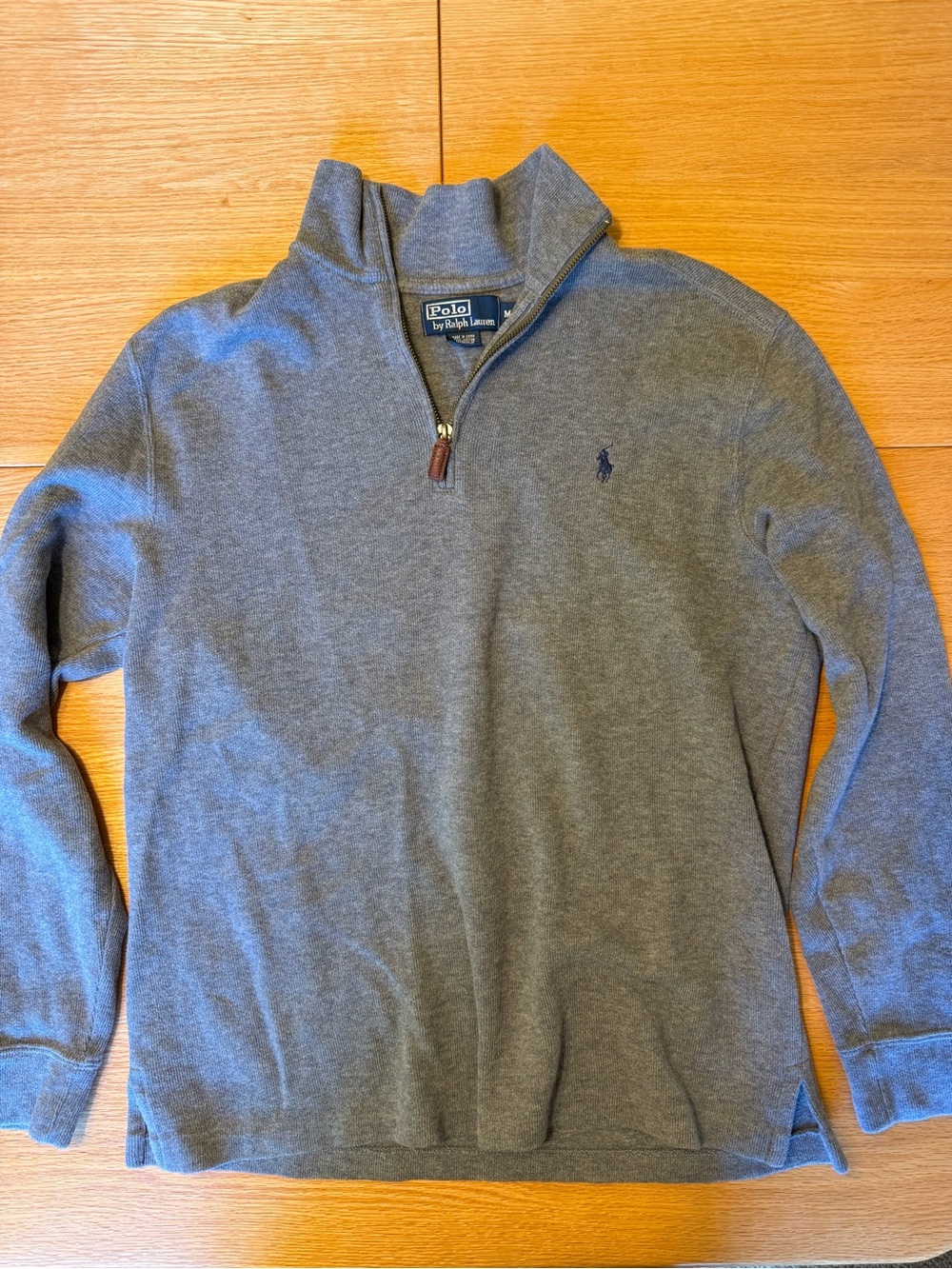 Polo Ralph Lauren Men's Quarter Zip Cotton Pullover Heather Gray Size M!